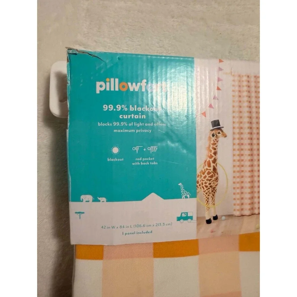 Pillowfort Checkered Blackout Curtain Panel Pink 42
